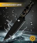 Knife Set, 8 Pieces Kitchen Knife Set, High Carbon German Stainless Steel, Dishwasher Safe Cutlery with Sharpener, Black