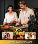 Knife Set, 8 Pieces Kitchen Knife Set, High Carbon German Stainless Steel, Dishwasher Safe Cutlery with Sharpener, Black