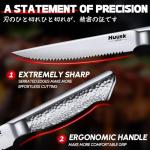 Huusk Japanese Steak Knives Set of 6-4.5" Serrated Steak Knife Set Dishwasher Safe, Stainless Steel Steaks Knives, One-Piece Structure with Anti-slip Handle, Christmas Gifts for Men Women