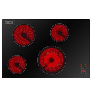 Empava 30 Inch Electric Ceramic Cooktop, 4 Radiant Burners with Dual Zone, Touch Controls, Timer, Stop & Go Pause, Child Lock, ETL Certified, Built-in Smooth Glass