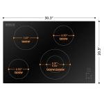 Empava 30 Inch Electric Ceramic Cooktop, 4 Radiant Burners with Dual Zone, Touch Controls, Timer, Stop & Go Pause, Child Lock, ETL Certified, Built-in Smooth Glass