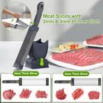 OMNIZO Fresh Meat Slicer - 17 IN 1 Stainless Steel Adjustable Meat Cleaver Set, 2mm & 4mm Thickness Options, Manual Jerky Slicer for Chicken, Beef - Kitchen Knife Set for Meat Slicing & Shredding