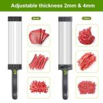 OMNIZO Fresh Meat Slicer - 17 IN 1 Stainless Steel Adjustable Meat Cleaver Set, 2mm & 4mm Thickness Options, Manual Jerky Slicer for Chicken, Beef - Kitchen Knife Set for Meat Slicing & Shredding
