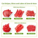 OMNIZO Fresh Meat Slicer - 17 IN 1 Stainless Steel Adjustable Meat Cleaver Set, 2mm & 4mm Thickness Options, Manual Jerky Slicer for Chicken, Beef - Kitchen Knife Set for Meat Slicing & Shredding