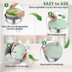 Salad Spinner Stainless Steel, 5.3-Quart Lettuce Washer Spinner for 2–3 Servings, Large Vegetable&Fruit Wash Bowl with Strainer, Includes 5-Blade Slicer — Perfect Salad Making Tool for Healthy Eaters