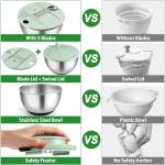 Salad Spinner Stainless Steel, 5.3-Quart Lettuce Washer Spinner for 2–3 Servings, Large Vegetable&Fruit Wash Bowl with Strainer, Includes 5-Blade Slicer — Perfect Salad Making Tool for Healthy Eaters