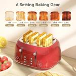 Toaster 4 Slice, Retro Stainless with 6 Bread Shade Settings,1.5''Wide Slots Toaster with Cancel/Defrost/Reheat,Dual Independent Control Panel(Red)