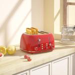 Toaster 4 Slice, Retro Stainless with 6 Bread Shade Settings,1.5''Wide Slots Toaster with Cancel/Defrost/Reheat,Dual Independent Control Panel(Red)