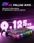 GravaStar Mercury V75 Pro 75% Hall Effect Magnetic Switch Gaming Keyboard, Only Wired, Hot‑Swappable, 8000 Hz Polling, Dual‑Zone RGB, Semi‑Aluminum Frame - Neon Graffiti