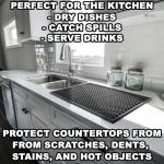 AXIESO Silicone Drip Mat - 1/2 Inch Thick, Heat-Resistant and Food Safe - Counter Top, Coffee Bar or Restaurant - Drying Mat for Glasses - 18x12 Inches