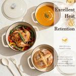 Umite Chef 6QT Enameled Cast Iron Dutch Oven with Lid, Versatile Heavy-Duty Cookware Pot for Baking Bread, Braising, Soups & Stews, Oven & Stovetop Safe with Heat Resistant Gloves（Cream White）