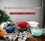 EDGING CASTING Enameled Cast Iron Dutch Oven Pot with Lid for Sourdough Bread Baking, Bread Dutch Ovens, Cooking Pots, 5 Quart, Slateblue
