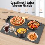 HASDSAGY Electric Warming Tray, Rollable Food Warming Mat with 5 Temperature 6 Timer Setting Warming Tray Food Warmer Versatile Electric Warming Hot Plates Trays Heat Pad for Parties Home Travel