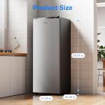 BANGSON 6.5 Cu.ft Upright Freezer, Stand up Freezer with Adjustable Thermostat, Removable Shelves, Reversible Single Door, for Bedroom/Home/Dorms/Apartment, Silver