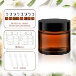 2 oz Amber Glass Jars with Lids 24Pack, Small Jars with Inner Liners for Sample, Powder, Cream, Lotion and Ointments with Stickers & Spatulas Included