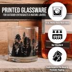 Black Lantern Whiskey Glass Set of 2 – 11oz Old Fashioned Cocktail Glasses with Forest & Clouds Artwork – Premium Rocks Tumblers for Bourbon, Scotch, and Mixed Drinks