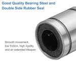 uxcell 4Pcs LM8UU Linear Bearing 8mm Bore 15mm OD 17mm Length Linear Ball Bearings Double Side Rubber Sealed Bearing Steel for CNC Machine 3D Printer Food Packaging Machine