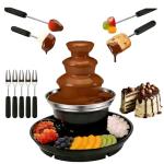 3 Tier Electric Chocolate Fondue Fountain Machine for Parties - Melts Cheese, Queso, Candy, and Liqueur - Dip Strawberries, Apple Wedges, Vegetables, and More - 16-Ounce - Black