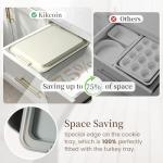 Kikcoin 25 PCS Stackable Baking Pans Set, Non-stick Bakeware Sets with Silicone Handles, 450°F Oven Safe Cookie Sheets for Baking, Easy Release Heavy-duty Baking Sheets Non Stick, Cream