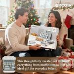 Kikcoin 25 PCS Stackable Baking Pans Set, Non-stick Bakeware Sets with Silicone Handles, 450°F Oven Safe Cookie Sheets for Baking, Easy Release Heavy-duty Baking Sheets Non Stick, Cream