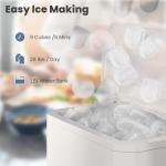 DUMOS Countertop Ice Maker, Portable 1.5L Ice Machine with Self-Cleaning, 26.5lbs/24H Fast Ice Making, 9 Bullet Ice Cubes in 6 Mins, 2 Size Options, Quiet Compact Ice Maker, Bright White