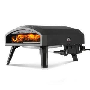 EchoSmile 12'' Gas Outdoor Pizza Oven, Propane Pizza Cooker Reaches 950°F, 60 Seconds Fast Cooking, Includes Gas Hose, Flame Control Knob, Extended Heat Handle, Black