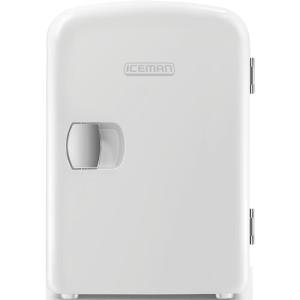 Chefman - Iceman Mini Portable White Personal Fridge Cools Or Heats & Provides Compact Storage For Skincare, Snacks, Or 6 12oz Cans W/ A Lightweight 4-liter Capacity To Take On The Go