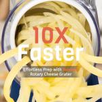 Nexsujo Rotary Cheese Grater Hand Crank, 3 Blades Slicer Shredder, Cheese Grater for Kitchen, Multi-Functional Kitchen Tool for Vegetables, Nuts, Chocolate, with Strong Suction Base, Dark Blue