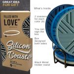 Angardy Homeware Silicone Coasters Set of 6 - with Holder - Smart and Modern Patterns That Holds Your Drink’s condensations, Protecting Your Coffee Table, Decor for Home, Office, bar