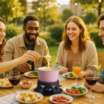 Artestia Cast Iron Cheese Fondue Pot Set for Chocolate Swiss Fondue Set Camping Fondue Set with 6 Fondue Forks, 11-Piece Cheese Fondue Set Serve 6 Persons (Pink)