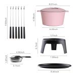 Artestia Cast Iron Cheese Fondue Pot Set for Chocolate Swiss Fondue Set Camping Fondue Set with 6 Fondue Forks, 11-Piece Cheese Fondue Set Serve 6 Persons (Pink)