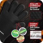 KITCHEN PERFECTION Silicone Smoker Oven Gloves -Extreme Heat Resistant BBQ Gloves -Handle Hot Food Right on Your Smoker Grill Fryer Pit|Waterproof Oven Mitts Grill Gloves |Superior Value Set+3 Bonuses