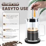 TheJze Glass French Press, easy to clean glass press coffee maker, 34oz/1000ml coffee press glass, borosilicate French press, suitable for home, kitchen, office.