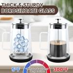 TheJze Glass French Press, easy to clean glass press coffee maker, 34oz/1000ml coffee press glass, borosilicate French press, suitable for home, kitchen, office.