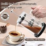 TheJze Glass French Press, easy to clean glass press coffee maker, 34oz/1000ml coffee press glass, borosilicate French press, suitable for home, kitchen, office.