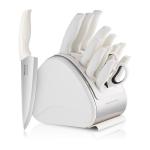 RAXCO Knife Set,15-Piece Stainless Steel Kitchen Knives with Block for Professional Cutting,White