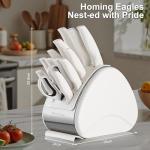 RAXCO Knife Set,15-Piece Stainless Steel Kitchen Knives with Block for Professional Cutting,White