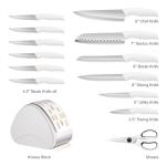 RAXCO Knife Set,15-Piece Stainless Steel Kitchen Knives with Block for Professional Cutting,White