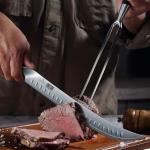 HOSHANHO Carving Slicing Knife, 12 Inch Japanese High Carbon Steel Brisket Knife with Ergonomic Pakkawood Handle, Razor Sharp Curved Butcher Breaking Knives for Meat Cutting