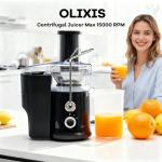 OLIXIS Juicer Machines, 480W Centrifugal Juicer with 2.6" Wide Mouth Electric for Vegetable And Fruit, Max 15000 RPM, BPA-free, Easy to Clean, Black