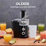 OLIXIS Juicer Machines, 480W Centrifugal Juicer with 2.6" Wide Mouth Electric for Vegetable And Fruit, Max 15000 RPM, BPA-free, Easy to Clean, Black