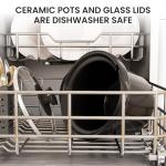 Sunvivi Slow Cooker, Triple Slow Cooker Buffet Server and Food Warmer, 3-Section 1.5-Quart Upgraded Oval Ceramic Pot with Stainless Steel Lid Rests, 3 Spoons, Total 4.5 QT