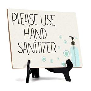 Signs ByLITA Please Use Hand Sanitizer, Hygiene Table Sign, 6" x 8" (White)