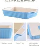 MALACASA Casserole Dishes for Oven, Porcelain Baking Dishes, Ceramic Bakeware Sets of 4, Rectangular Lasagna Pans Deep with Handles for Baking Kitchen, Blue (9.4"/11.1"/12.2"/14.7"), Series BAKE.BAKE