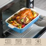 MALACASA Casserole Dishes for Oven, Porcelain Baking Dishes, Ceramic Bakeware Sets of 4, Rectangular Lasagna Pans Deep with Handles for Baking Kitchen, Blue (9.4"/11.1"/12.2"/14.7"), Series BAKE.BAKE