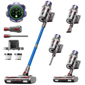 Cordless Vacuum Cleaner, 50KPa 600W 70Mins Vacuum Cleaner for Home, Anti-Tangle Self-Standing Stick Vacuum with Scented Tablet, Upgraded Dust Cup Scraping, Vacuum Cordless for Pet Hair/Carpet/Floors