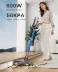 Cordless Vacuum Cleaner, 50KPa 600W 70Mins Vacuum Cleaner for Home, Anti-Tangle Self-Standing Stick Vacuum with Scented Tablet, Upgraded Dust Cup Scraping, Vacuum Cordless for Pet Hair/Carpet/Floors