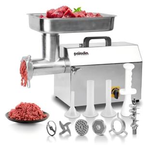 Paladin Equipment #32 Electric Commercial Meat Grinder, 2 HP Heavy Duty Stainless Steel Meat grinder Machine with Sausage Sufffer, 21 lbs Per Minute, Ideal for deer processing, Pet Food,Heavy Use