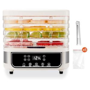 Smart One Touch Food Dehydrator, 5 Layer Transparent Trays, 4 Preset Modes, Digital Timer & Temperature Control, Dehydrators for food and Jerky,Fruit, Meat, Herbs, Mushrooms, Beef Snacks