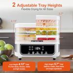 Smart One Touch Food Dehydrator, 5 Layer Transparent Trays, 4 Preset Modes, Digital Timer & Temperature Control, Dehydrators for food and Jerky,Fruit, Meat, Herbs, Mushrooms, Beef Snacks